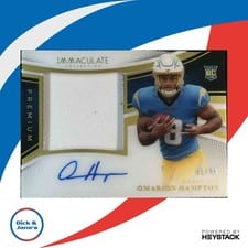 2025 Panini Immaculate Premium Patch Rookie Autographs Omarion Hampton #12 card