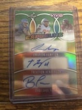 2025 Leaf Vivid Triple Exposure Omarion Hampton / TreVeyon Henderson / Bhayshul Tuten #TE-6 card