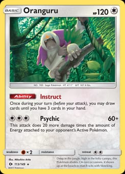2017 Sun & Moon Oranguru #113 card