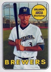2018 Topps Heritage Base Set Orlando Arcia #155 card