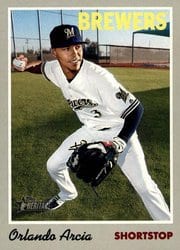 2019 Topps Heritage Base Set Orlando Arcia #53 card