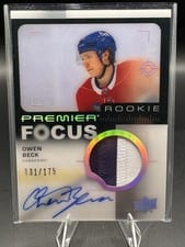 2023-24 Upper Deck Premier Premier Focus Autograph Patch Rookies Owen Beck #PFR-OB card