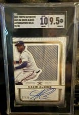 2023 Topps Definitive Collection Framed Autograph Patch Ozzie Albies #FAC-OA card