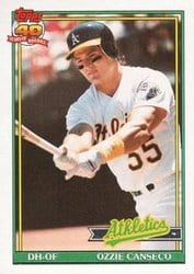 1991 Topps Base Set Ozzie Canseco #162 card