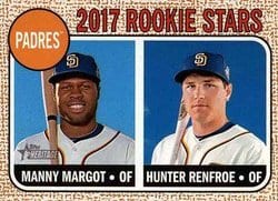 2017 Topps Heritage Base Set Padres 2017 Rookie Stars (Manny Margot / Hunter Renfroe) #16 card