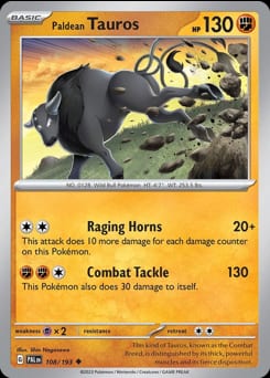 Paldea Evolved Paldean Tauros #108 card