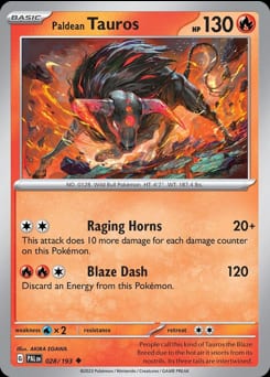 Paldea Evolved Paldean Tauros #28 card