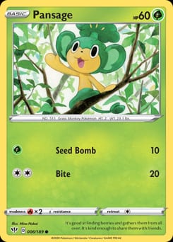 2020 Darkness Ablaze Pansage #6 card