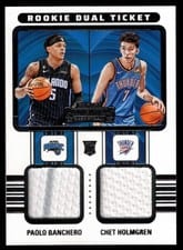 2022 Panini Contenders Rookie Ticket Dual Swatches Paolo Banchero, Chet Holmgren #RT2-CHB card