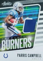 2020 Panini Absolute Absolute Burners Relics Parris Campbell #9 card