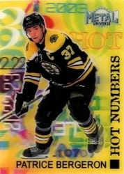 2022-23 SkyBox Metal Universe Hot Numbers Patrice Bergeron #HN-2 card