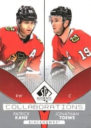 2022-23 SP Authentic Collaborations Patrick Kane/Jonathan Toews #C-3 card