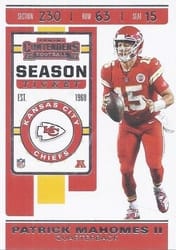 2019 Panini Contenders Base Set Patrick Mahomes II #39 card