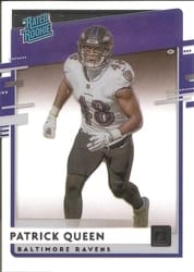 2020 Panini Chronicles Clearly Donruss Rated Rookies Patrick Queen #RR-PQ card