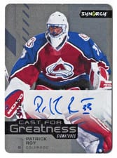 2021-22 Upper Deck Synergy Cast For Greatness Signatures Patrick Roy #CGS-PR card