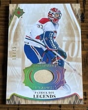2023-24 Upper Deck Ultimate Collection Ultimate Planks Legends Patrick Roy #LPL-PR card