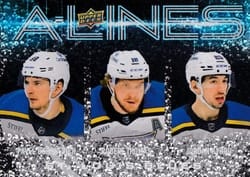 2024-25 Upper Deck A-Lines Pavel Buchnevich / Robert Thomas / Jordan Kyrou #AL-26 card