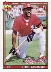 1991 Topps Base Set Pedro Guerrero #20 card