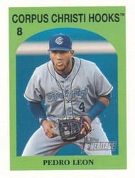 2021 Topps Heritage Minor League 1972 Topps Venezuela Stamp Cards Pedro Leon #72TVS-8 card