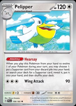 Paldea Evolved Pelipper #159 card