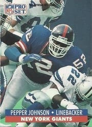 1991 Pro Set Base Set Pepper Johnson #596 card