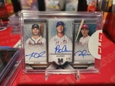 2023 Topps Museum Collection Triple Autographs Pete Alonso / Matt Olson / Rhys Hoskins #TA-OAH card