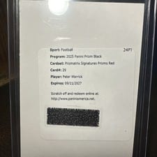 2025 Panini Prizm Black Prizmatrix Signatures Peter Warrick #29 card