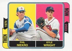 2023 Topps Heritage Then and Now Phil Niekro / Kyle Wright #TAN-8 card