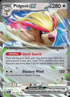2023 Obsidian Flames Pidgeot ex #164 card