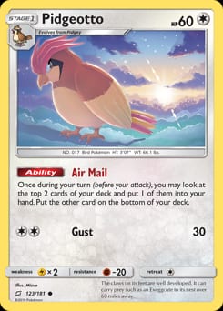 2019 Team Up Pidgeotto #123 card