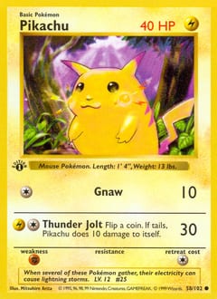 1999 Base Pikachu #58 card