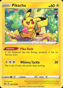 2022 Lost Origin Pikachu #52 card