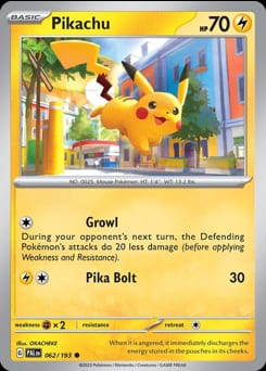 Paldea Evolved Pikachu #62 card