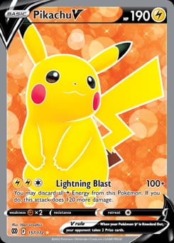 2022 Brilliant Stars Pikachu V #157 card