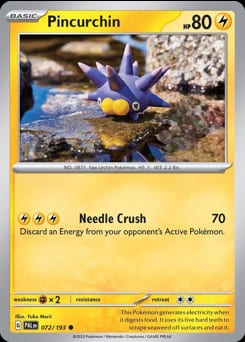 Paldea Evolved Pincurchin #72 card