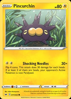 Sword & Shield Pincurchin #77 card