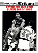 1990-91 Hoops Base Set Pistons End Jinx, Rout Blazers For 2-1 Edge #339 card