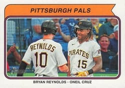 2023 Topps Heritage Combo Cards Pittsburgh Pals (Bryan Reynolds / Oneil Cruz) CC #CC-6 card