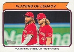 2023 Topps Heritage Combo Cards Players of Legacy (Vladimir Guerrero Jr / Bo Bichette) CC #CC-2 card