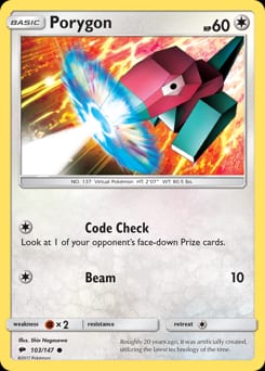 Burning Shadows Porygon #103 card
