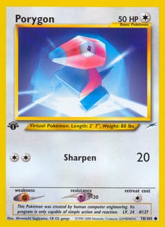 Neo Destiny Porygon #78 card