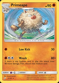 Team Up Primeape #72 card