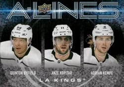 2024-25 Upper Deck A-Lines Quinton Byfield / Anze Kopitar / Adrian Kempe #AL-14 card