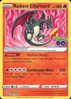 Pokémon GO Radiant Charizard #11 card