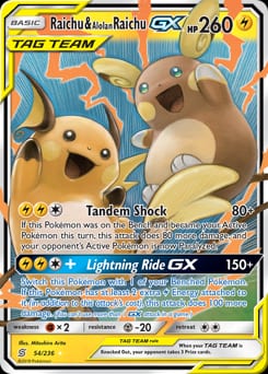 Unified Minds Raichu & Alolan Raichu-GX #54 card
