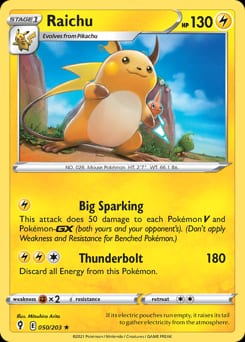 2021 Evolving Skies Raichu #50 card