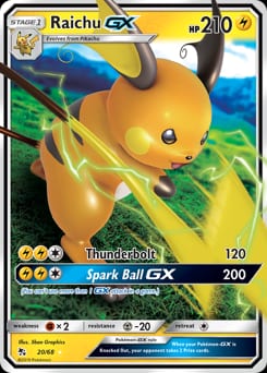 Hidden Fates Raichu-GX #20 card