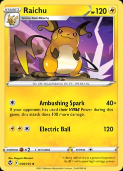 Silver Tempest Raichu #50 card
