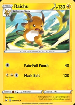 Sword & Shield Raichu #66 card