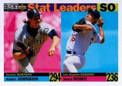 1996 Collector's Choice Base Set Randy Johnson / Hideo Nomo #7 card